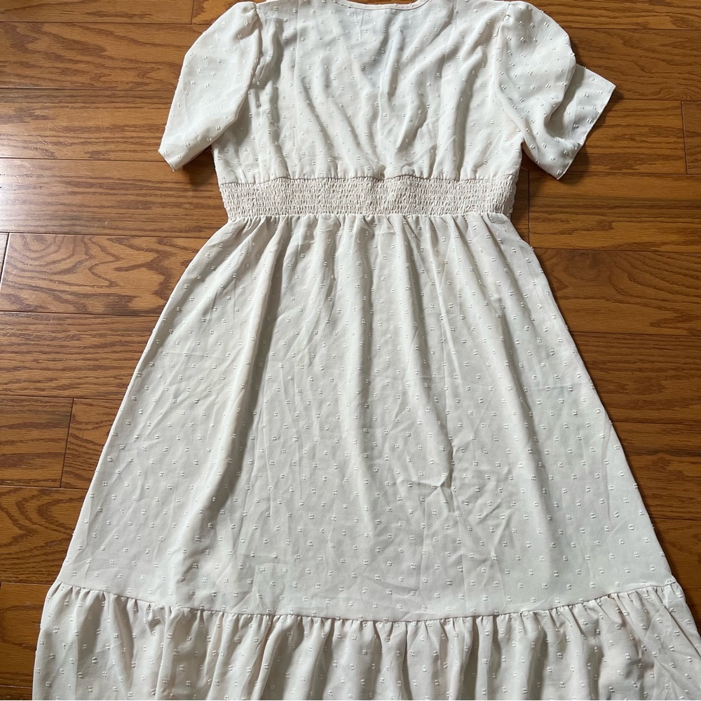 White Midi Dress with Short Sleeves Brand New NWT Chiclily dress xl extra large - Picture 6 of 9